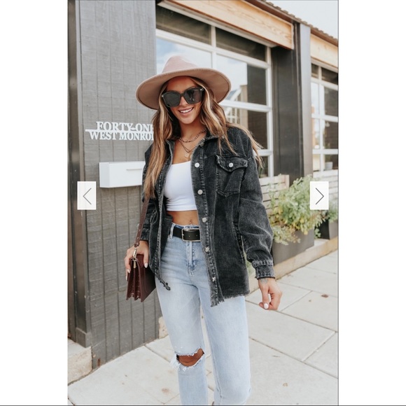 Washed black corduroy jacket - Picture 5 of 8